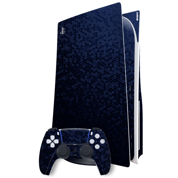 PlayStation 5 (PS5) DISC Edition LUXURIA Navy Blue HONEYCOMB 3D TEXTURED Skin For Discount