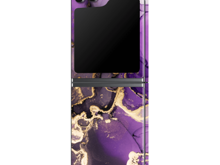 Samsung Z Flip 5 SIGNATURE AGATE GEODE Purple-Gold Skin Hot on Sale