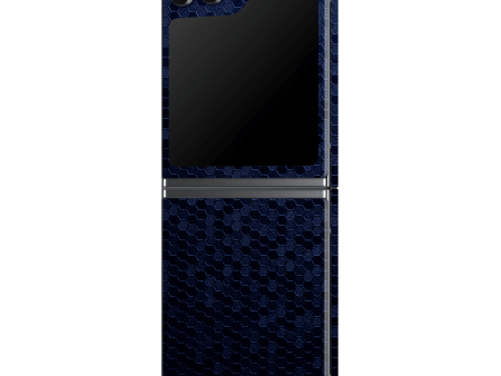 Samsung Z Flip 5 LUXURIA Navy Blue HONEYCOMB 3D TEXTURED Skin Hot on Sale