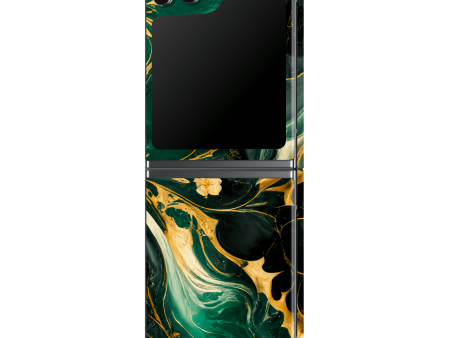 Samsung Z Flip 5 SIGNATURE AGATE GEODE Royal Green-Gold Skin Cheap