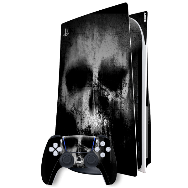 PlayStation 5 (PS5) DISC Edition SIGNATURE Horror Black & White SKULL Skin Online Sale