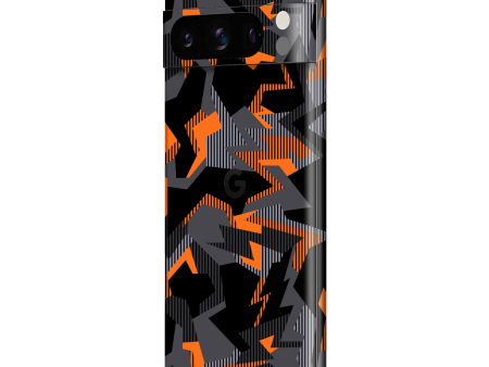 Google Pixel 8 PRO SIGNATURE Sharp-Edged Orange CAMO Skin For Sale