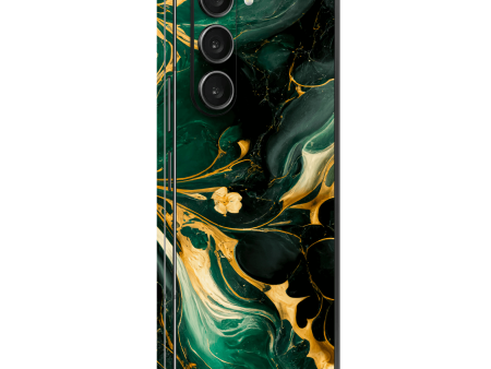 Samsung Galaxy Z FOLD 5 SIGNATURE AGATE GEODE Royal Green-Gold Skin Discount