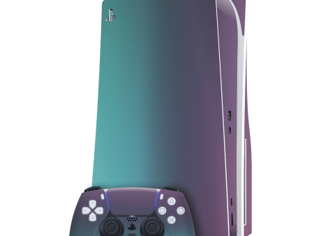 PlayStation 5 (PS5) DISC Edition CHAMELEON TURQUOISE LAVENDER Matt Metallic Skin Online Hot Sale