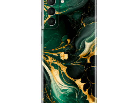 Samsung Galaxy S21+ PLUS SIGNATURE AGATE GEODE Royal Green-Gold Skin Online now