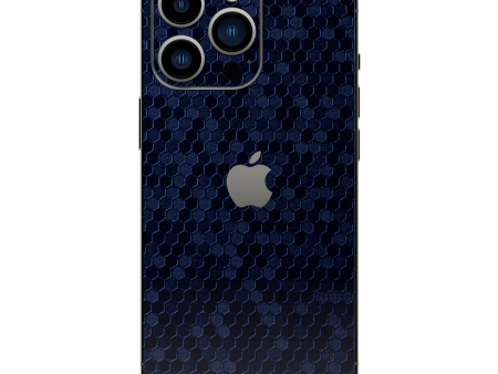 iPhone 15 PRO LUXURIA Navy Blue HONEYCOMB 3D TEXTURED Skin Sale