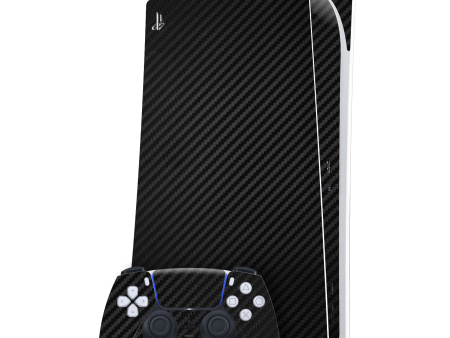 PlayStation 5 (PS5) DIGITAL EDITION Textured CARBON Fibre Skin - BLACK Discount