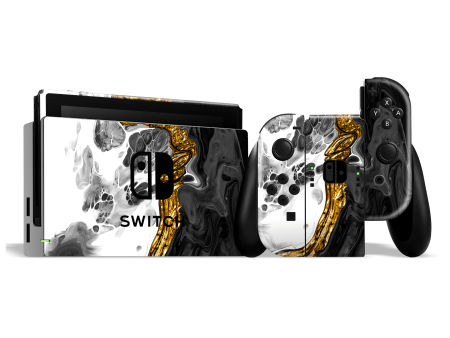 Nintendo SWITCH SIGNATURE Abstract MELTED Gold Skin Fashion