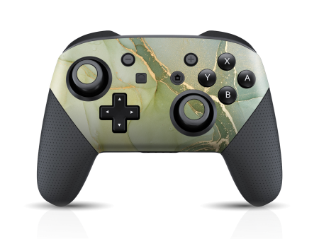 Nintendo Switch Pro CONTROLLER SIGNATURE AGATE GEODE Green-Gold Skin Fashion