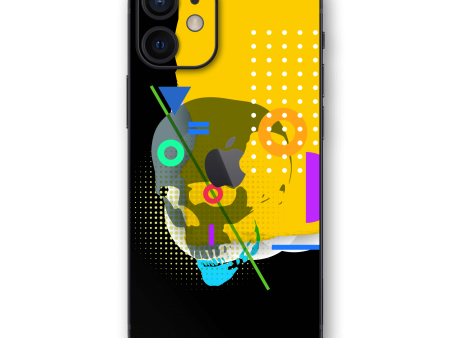 iPhone 12 MINI SIGNATURE Abstract Black-Yellow SKULL Skin For Discount