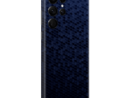 Samsung Galaxy S22 ULTRA - LUXURIA 3D TEXTURED Navy Blue HONEYCOMB Skin Hot on Sale