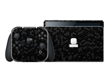 Nintendo Switch OLED LUXURIA BLACK HONEYCOMB 3D TEXTURED Skin Online Hot Sale