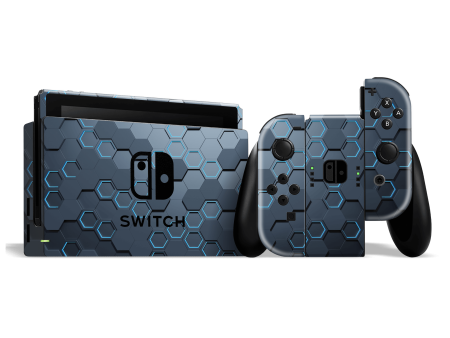 Nintendo SWITCH SIGNATURE Blue HEXAGON Skin For Sale