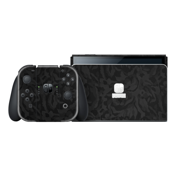 Nintendo Switch OLED LUXURIA BLACK CAMO 3D TEXTURED Skin Cheap