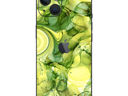 iPhone 13 MINI SIGNATURE AGATE GEODE Green and Soft Yellow Skin For Discount