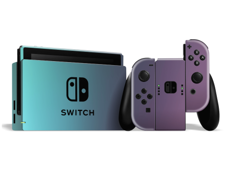 Nintendo SWITCH CHAMELEON TURQUOISE LAVENDER Matt Metallic Skin Sale