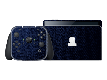 Nintendo Switch OLED LUXURIA Navy Blue HONEYCOMB 3D TEXTURED Skin Online Sale