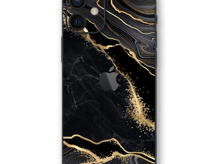 iPhone 12 MINI SIGNATURE AGATE GEODE Black-Gold Skin For Cheap