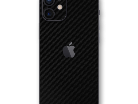 iPhone 12 MINI 3D Textured CARBON Fibre Skin - BLACK Online now