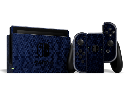 Nintendo SWITCH LUXURIA BLUE HONEYCOMB 3D TEXTURED Skin Online Hot Sale