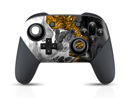 Nintendo Switch Pro CONTROLLER SIGNATURE Abstract MELTED Gold Skin Online now