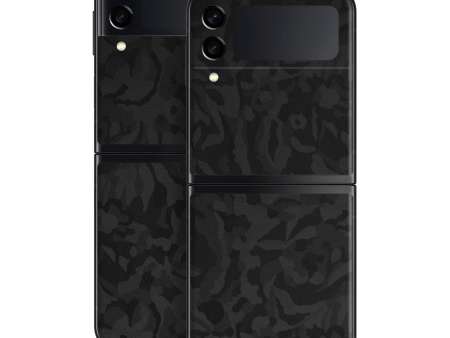 Samsung Galaxy Z Flip 3 LUXURIA BLACK CAMO 3D TEXTURED Skin Fashion