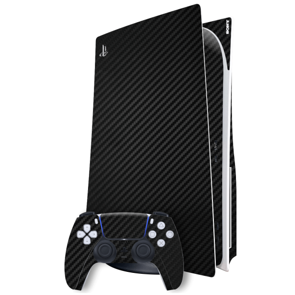 PlayStation 5 (PS5) DISC Edition Textured CARBON Fibre Skin - BLACK Online Sale