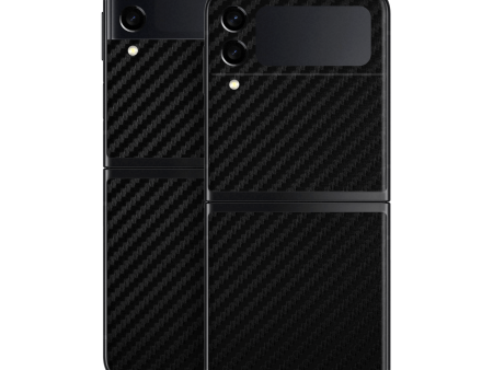 Samsung Galaxy Z Flip 3 3D Textured CARBON Fibre Skin - BLACK Online Hot Sale