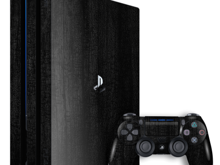 Playstation 4 PRO (PS4 Pro) LUXURIA Black CHARCOAL Textured Skin For Sale