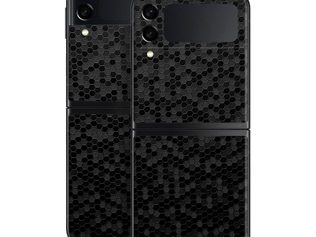 Samsung Galaxy Z Flip 3 LUXURIA BLACK HONEYCOMB 3D TEXTURED Skin Discount