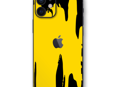 iPhone 12 MINI SIGNATURE Yellow-Black Dripping Paint Skin For Sale